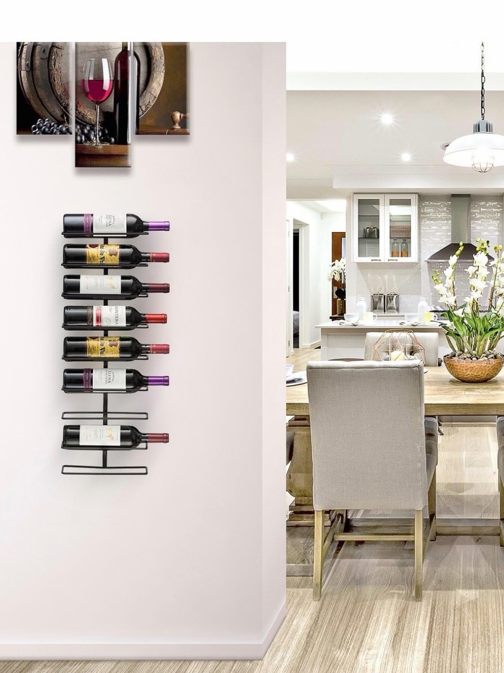 Vertical Wall Wine Rack - Black Metal Bottle Holder